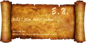 Böjte Nándor névjegykártya